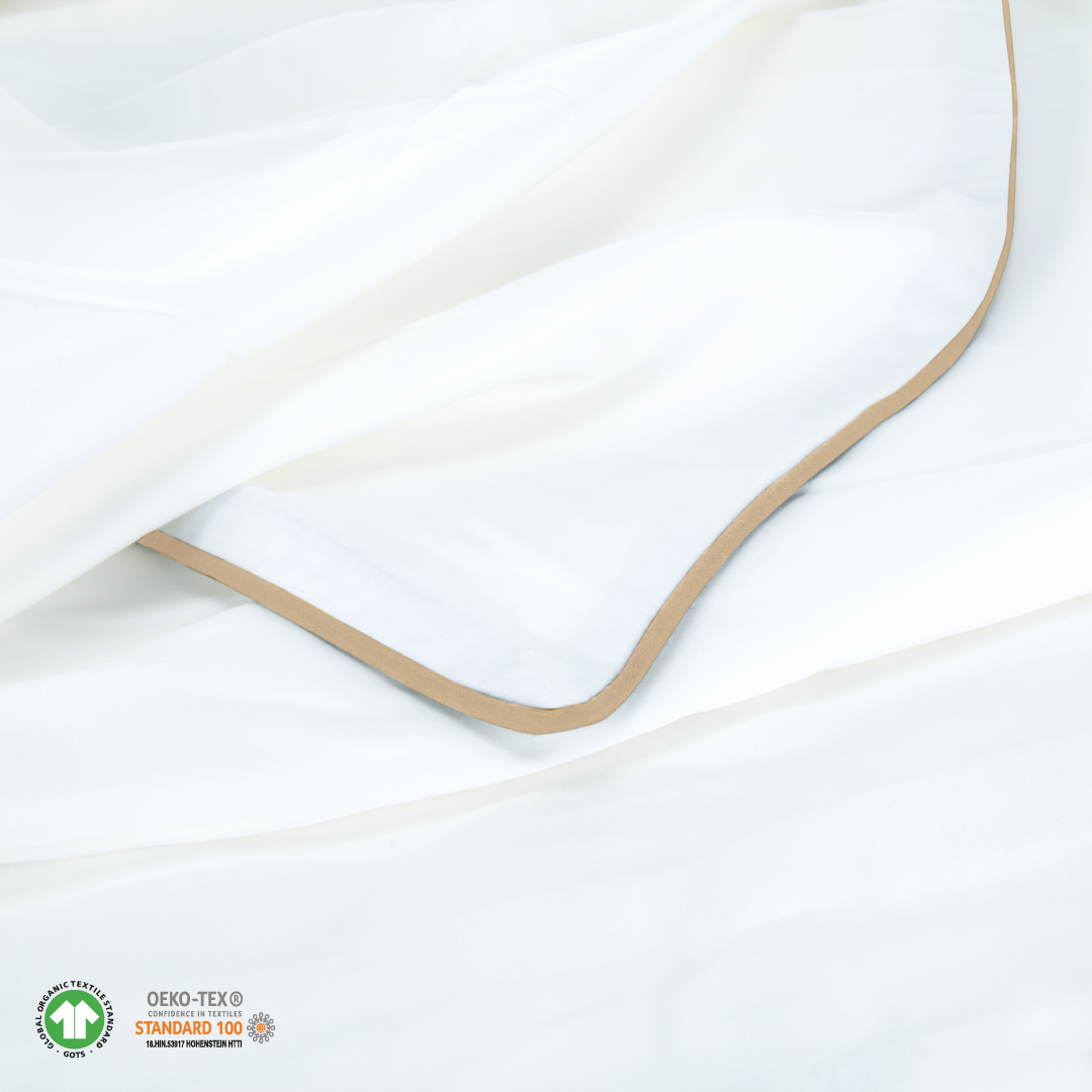Beige Piping Bundle White Sheet
