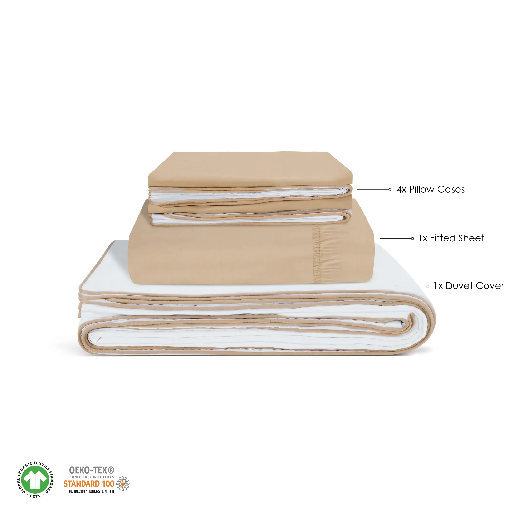 Beige Piping Bundle White Sheet