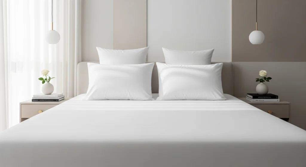 King size fitted sheet on mattress with smooth surface and proper fit ideal for UAE mattress sizes and bedding comfort