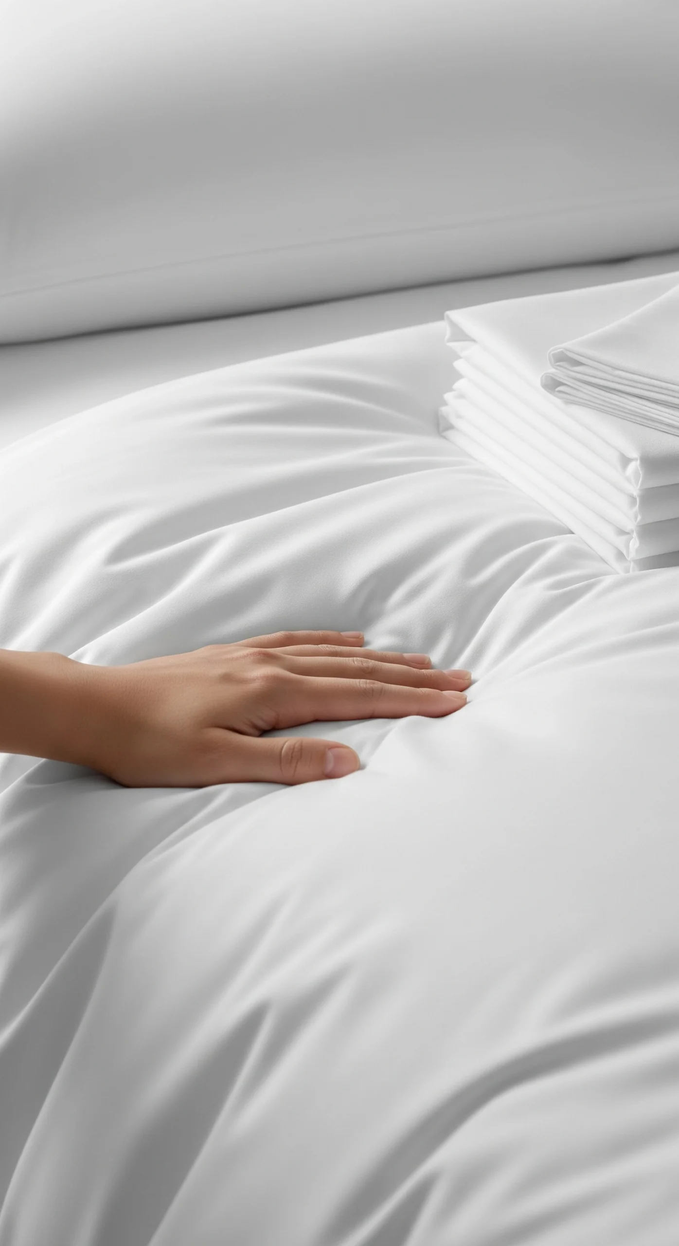 Close-up of soft breathable cotton bed sheets showing smooth texture ideal for hot weather in Dubai