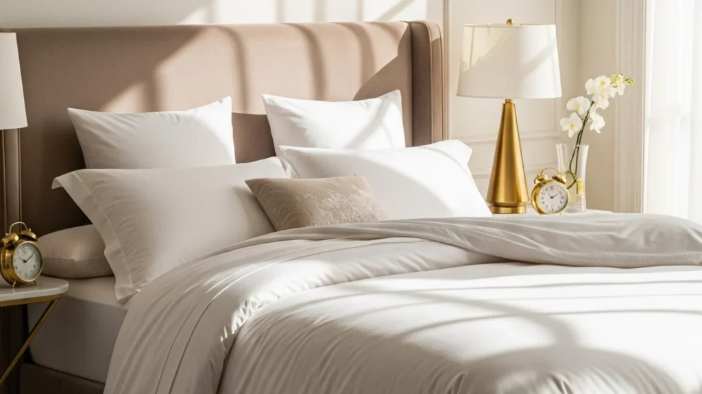 Soft organic cotton flat sheet and pillows for comfortable sleep in UAE climate