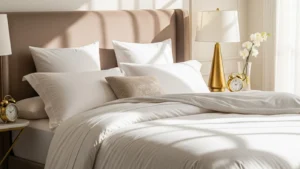 Soft organic cotton flat sheet and pillows for comfortable sleep in UAE climate