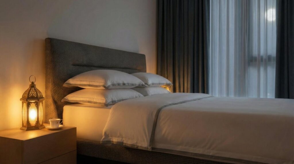 A bed with Cotton bed sheets Dubai