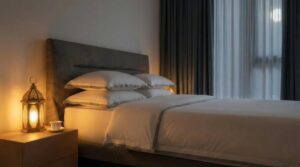 A bed with Cotton bed sheets Dubai